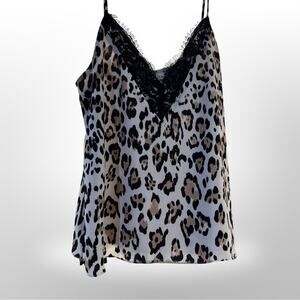Socialite Leopard Print Camisole with Black Lace Trim Size S